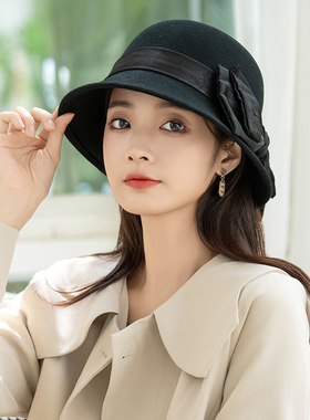 卷边羊毛帽子女秋冬高级感渔夫帽