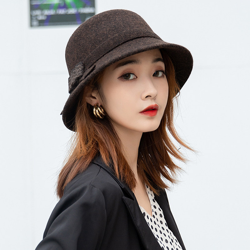 羊毛帽子女秋冬高级感2025新款时尚潮流帽子冬款百搭显脸小渔夫帽