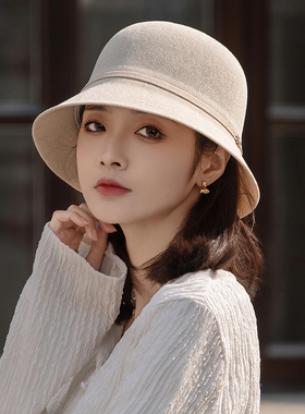 帽子女春秋遮阳帽防晒时尚渔夫帽