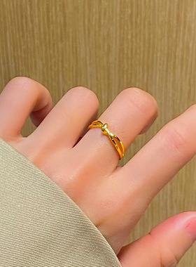 金店同款莫比乌斯环戒指男女同款久不掉色轻奢简约开口可调节戒指