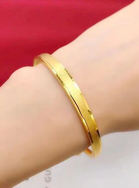 金店同款磨砂平面推拉手镯女款久不掉色时尚轻奢高级感首饰品手串