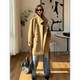 2024 new autumn and winter Korean version high-end thickened handsome yellow stand-up collar wool coat gray short woolen coat