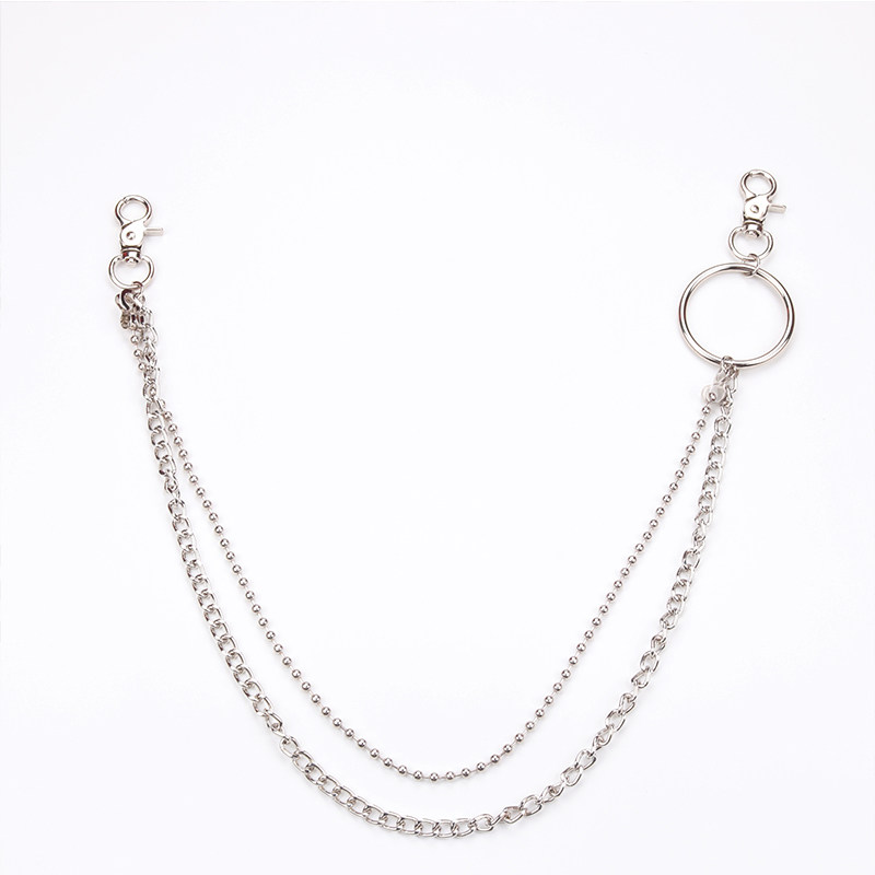 ins欧美摇滚圆圈圆珠链条嘻哈朋克金属环裤链腰链潮牛仔裤配饰潮