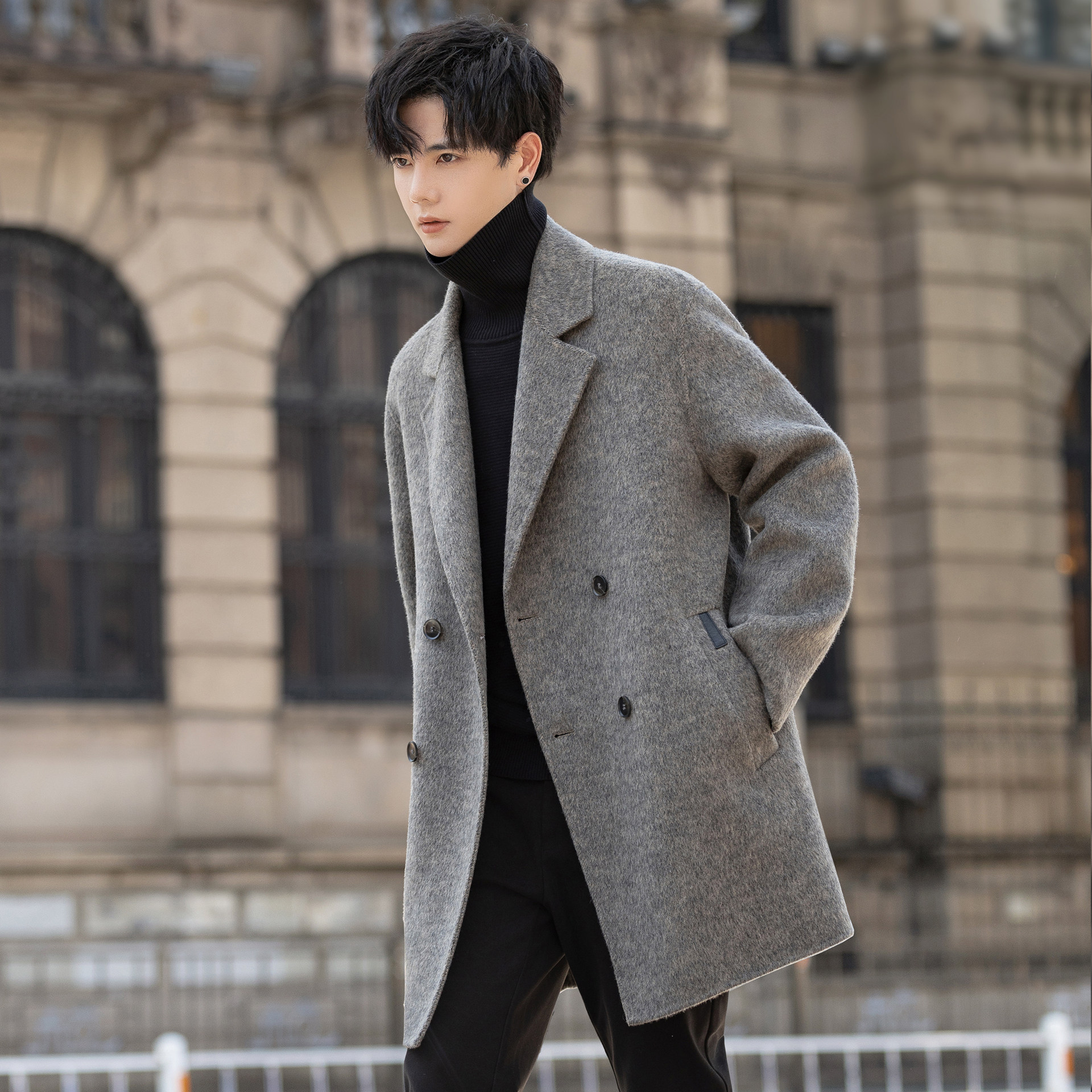 双面绒大衣男士2025新款秋冬季加厚中长款风衣羊毛呢子外套高级感,淘宝优惠券,粉丝福利购,淘宝优惠卷