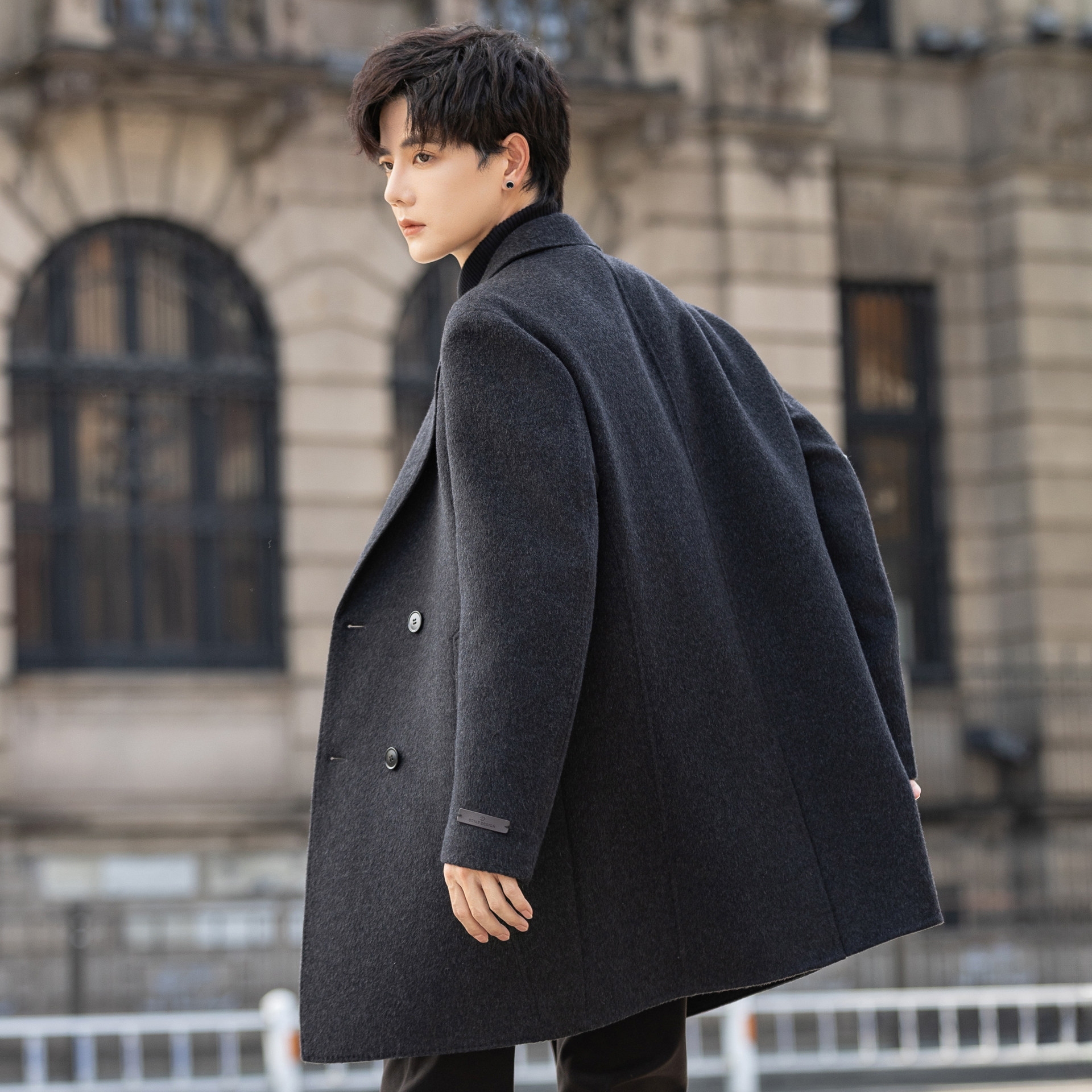 高端羊毛呢子外套男士山羊绒大衣中长款秋冬季加绒加厚双面妮风衣,淘宝优惠券,粉丝福利购,淘宝优惠卷
