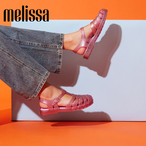 Melissa梅丽莎纯色包头编织镂空平底女士单鞋成人凉鞋果冻鞋33520 - 图1