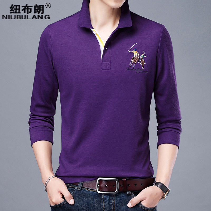 长袖polo衫秋季新款男装中年打底衫 纽布朗T恤