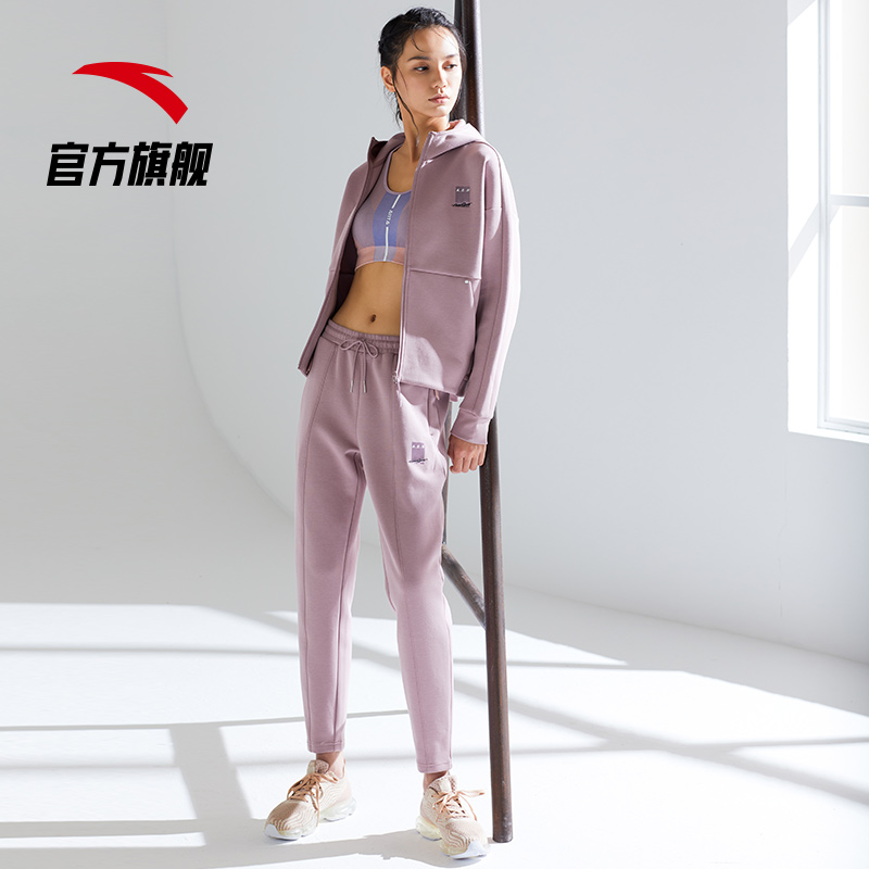 安踏官方网店安踏官网旗舰秋季新款运动外套女子连帽拉链开衫卫衣健身外套2