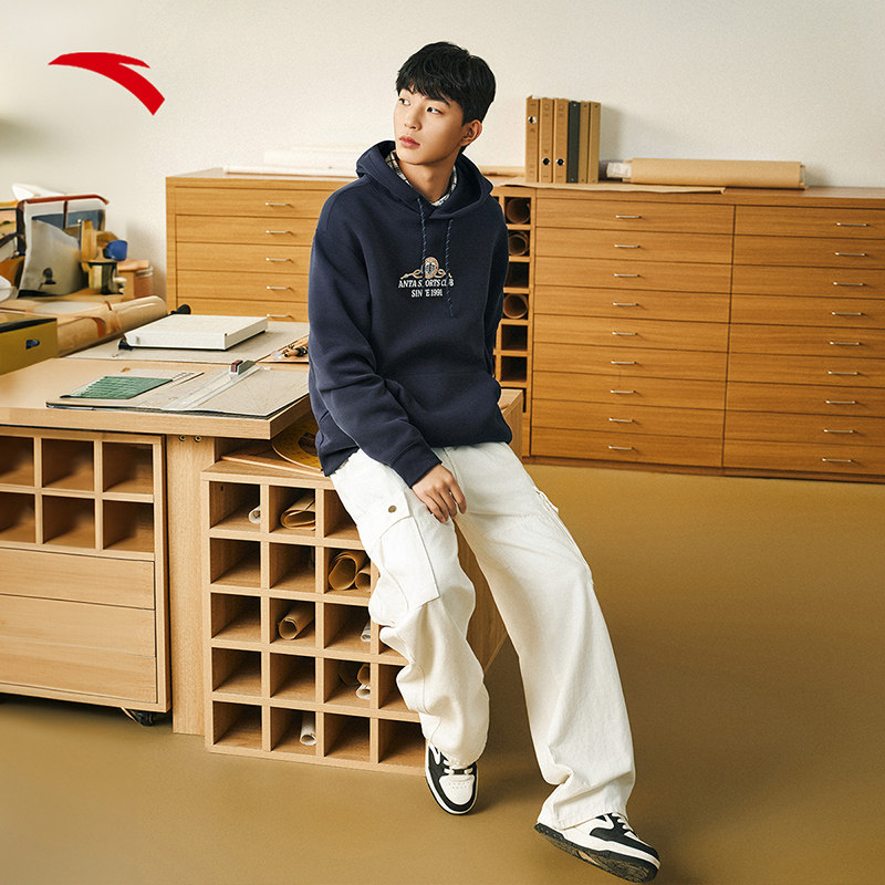 安踏休闲连帽卫衣男冬季新款美式立体刺绣宽松套头上衣152518706S,淘宝优惠券,粉丝福利购,淘宝优惠卷