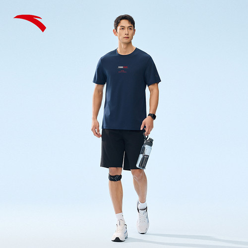 安踏冰丝T丨针织运动短袖男士夏季透气弹力健身跑步上衣152527136 - 图1