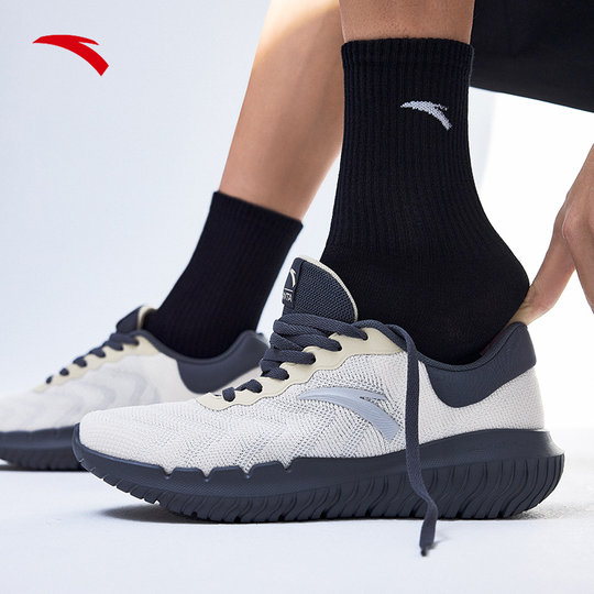 Anta sports socks and stockings breathable sweat-absorbent and odor-proof medium stockings soccer basketball running socks fitness black and white socks