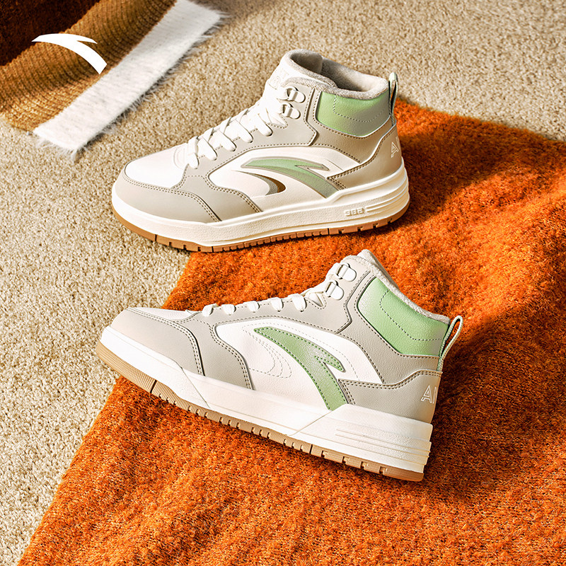 安踏启源982丨皮面高帮加绒板鞋棉鞋女冬季保暖运动鞋122548971,淘宝优惠券,粉丝福利购,淘宝优惠卷