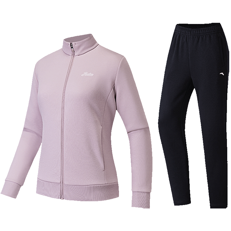 安踏易打理套装丨立领卫衣外套运动长裤晨跑服女装加绒针织运动套