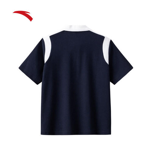 安踏学院风短袖POLO衫女装2026夏季新款撞色翻领t恤上衣162628120 - 图1