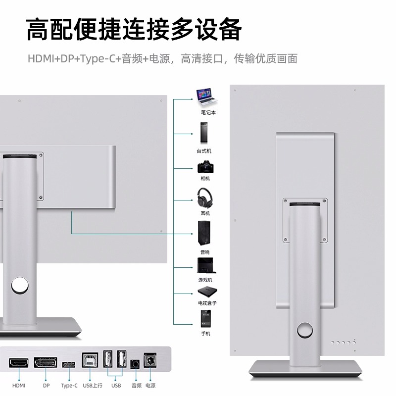 LG面板27寸4K白色显示器设计PS5竖屏TypeC投屏HDR电脑IPS屏32寸2K - 图3