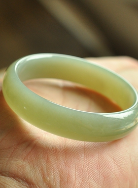 天然和田玉青海冰晴小圈口手镯