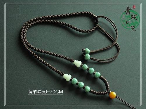 sz012原创diy手工个性绳编菩提玉珠加粗款男女吊坠项链挂绳毛衣链 - 图1