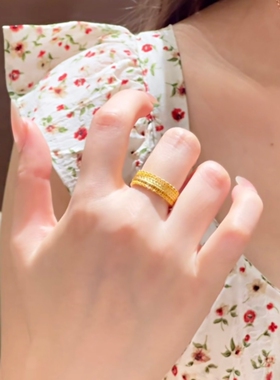 水贝黄金腰缠万贯金包银戒指女