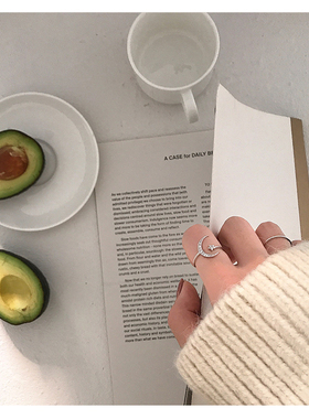 工作室星月锆石微镶礼物开口戒指