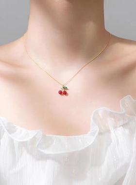 纯银石榴石小樱桃锁骨链推荐款