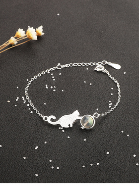 个球s925女生可爱甜美风灰月光石