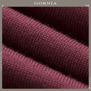 ເສື້ອຢືດແຂນຍາວຂອງຜູ້ຊາຍ GORNIA/Gronya ຝ້າຍສີແດງທີ່ສະດວກສະບາຍໃນລະດູໃບໄມ້ປົ່ງຄໍ V ແລະດູໃບໄມ້ລົ່ນ knitted cardigan