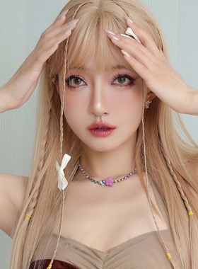 LUYUO夏季彩色花花项链少女可爱甜美小众设计配饰简约穿搭锁骨链