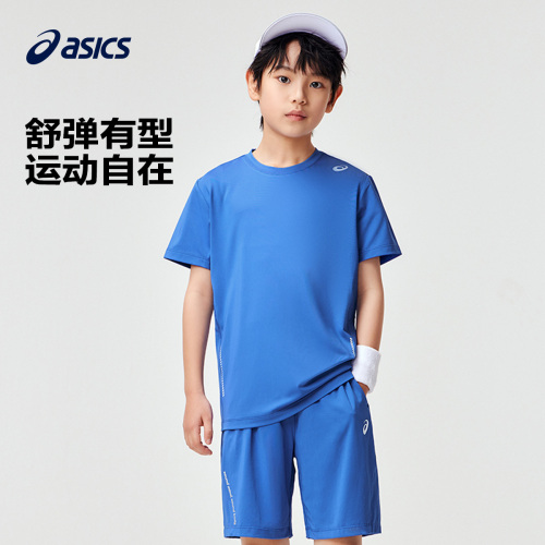 ASICS亚瑟士童装男女童运动短袖T恤吸湿速干舒适弹力2024夏新款