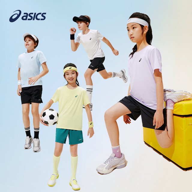ASICS Children's 26 Summer Moisture-absorbing Quick-Drying Stretch Sports T-Shirt Round Neck Short Sleeve Short Sleeve Sports Set