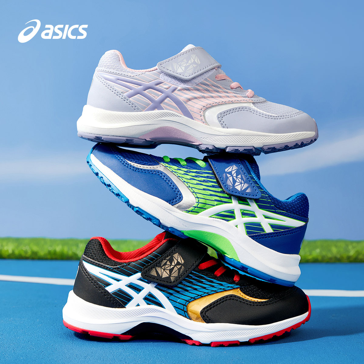 ASICS/亚瑟士儿童鞋平衡车跑步鞋中大童舒适透气网眼体测运动鞋 - 图0