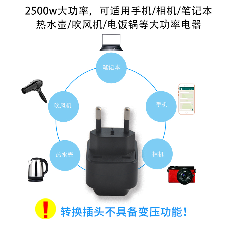 欧标转换插头巴西意大利使用插座转换器瑞士俄罗斯韩国通用包邮-图2