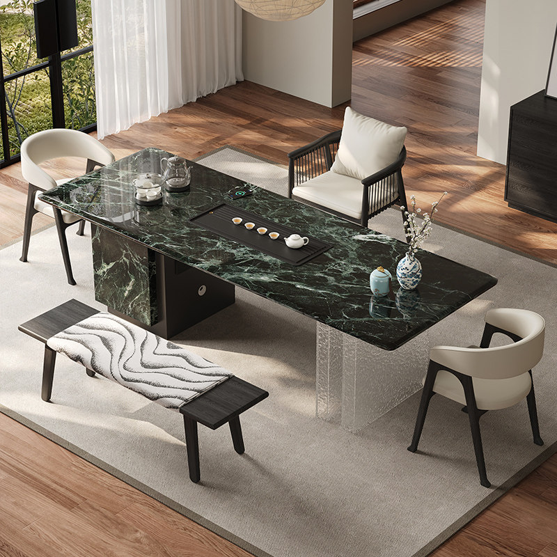 轻奢茶桌2025新款高级感家用办公室泡茶台大板普拉达绿奢石茶桌椅,淘宝优惠券,粉丝福利购,淘宝优惠卷