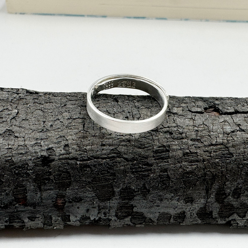 Xie's Silversmith 999 sterling silver simple plain ring ring for men and women with niche design and versatile ring