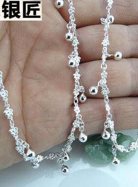 99银精品梅花搭配小圆球项链