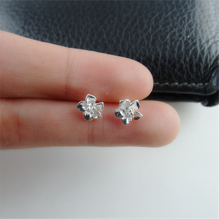 谢家银匠99银耳钉 女 99足银钩 向日葵紫荆花弯钩耳钉 - 图2