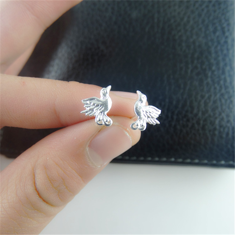 谢家银匠99银耳钉 女 99足银钩 向日葵紫荆花弯钩耳钉 - 图1