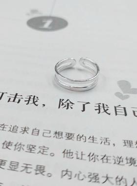 谢家银匠手工999足银开口戒指 男女款情侣对戒指环食指尾戒