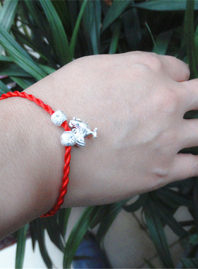 99足银鸡年饰品珠子红线