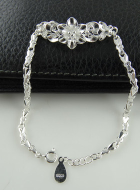 包邮 99足银 女式 韩版时尚 玫瑰花可爱女友礼物银 花朵手链