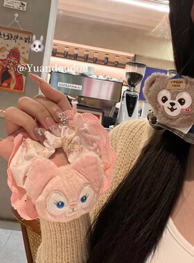 可爱达琳娜贝尔发粉色头绳送女生生日礼物菲熊格子发圈大肠日系
