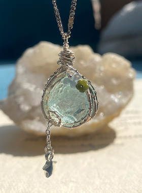 纯手工绕线项链锁骨链毛衣链吊坠