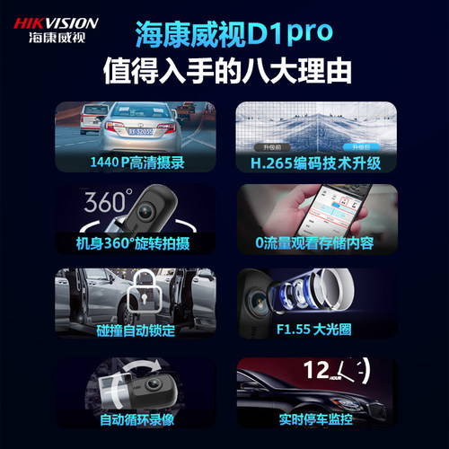 海康威视行车记录仪2026新款2K高清夜视汽车监控D1pro - 图2