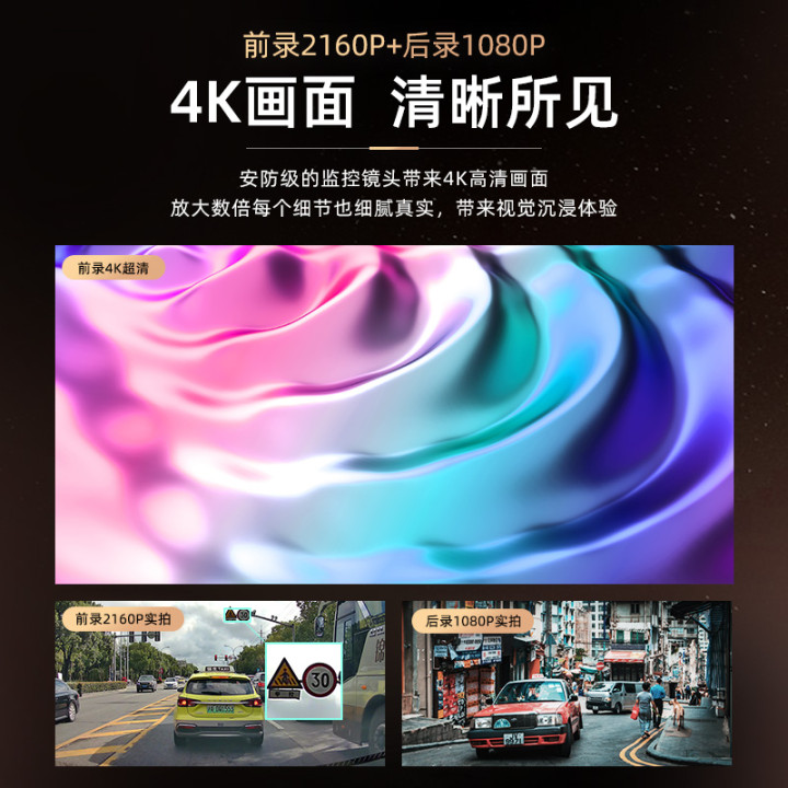 海康威视新品4k行车记录仪g2pro前后双录高清夜视远程停车监控 - 图3