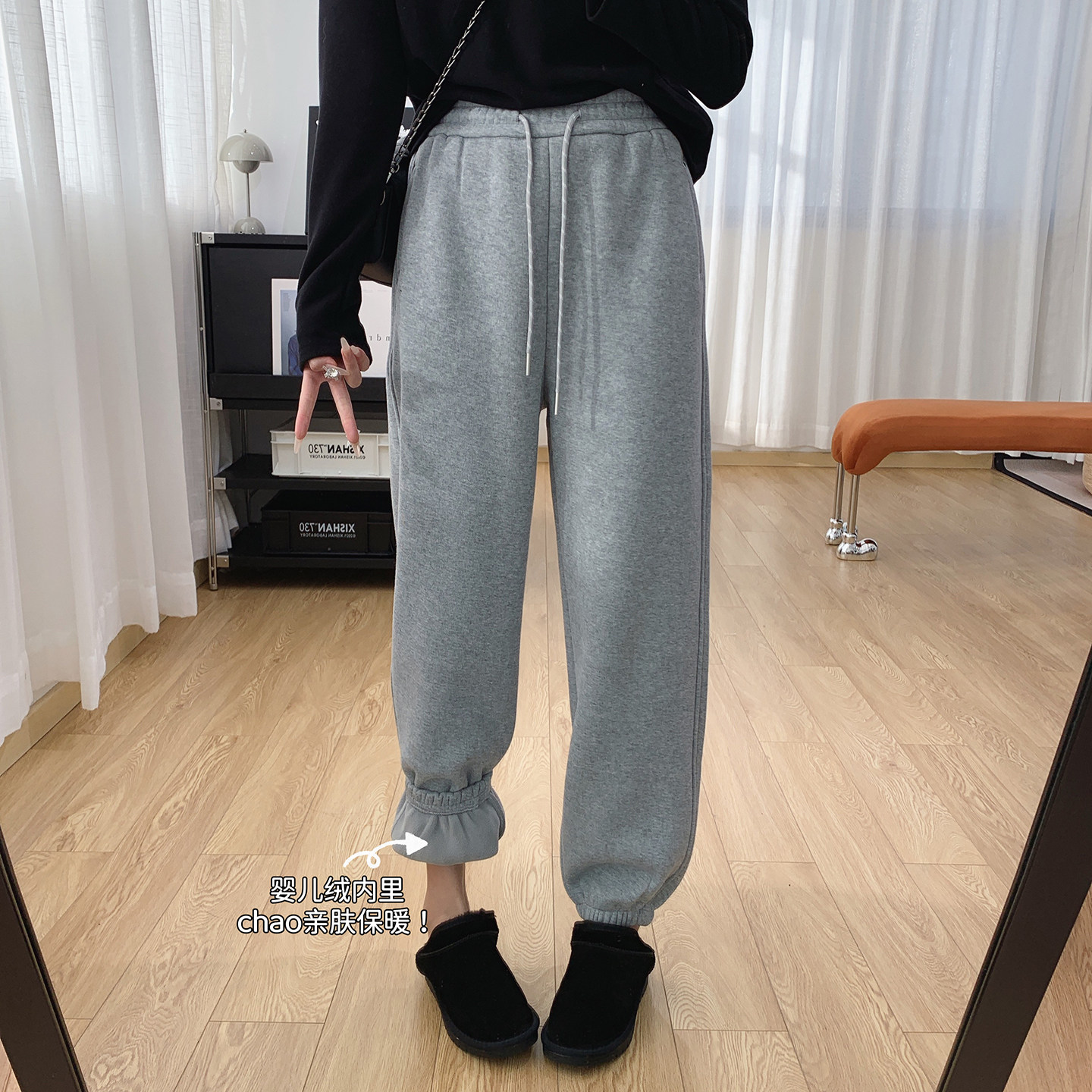 抽绳松紧腰加厚加绒卫裤女冬季裤子宽松束脚休闲运动裤显瘦哈伦裤,淘宝优惠券,粉丝福利购,淘宝优惠卷