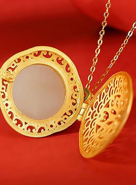 可打开香囊盒吊坠女新中式古典国潮镀金如意花纹珐琅项坠古风饰品