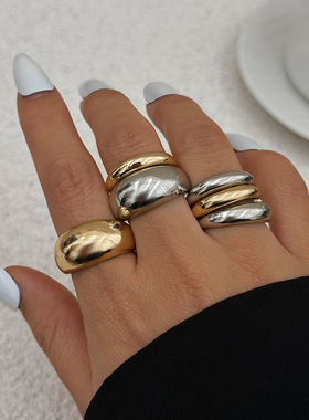 精美饰品包邮 叠戴风6件套弧面关节戒指 个性不规则合金ring新款