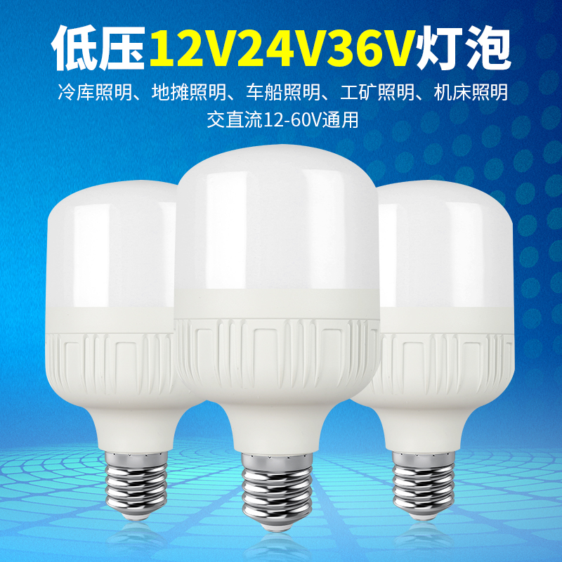 12V24V36V伏led低压DC直流灯泡E27螺口矿井电瓶工地车间工作灯-图0