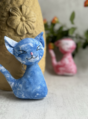 云南手工扎染挂件猫咪蓝染摆件家居装饰创意伴手礼可爱包包挂饰
