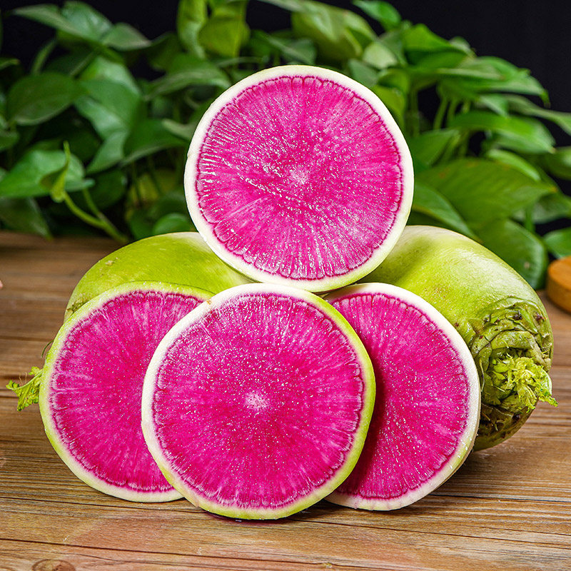 新鲜心里美萝卜胭脂红水果萝卜生吃脆甜泡菜萝卜5斤红心萝卜包邮,淘宝优惠券,粉丝福利购,淘宝优惠卷