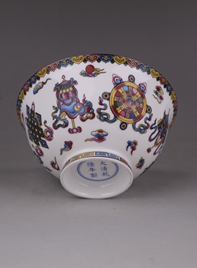 描金白色八宝花纹仿古工艺品瓷器